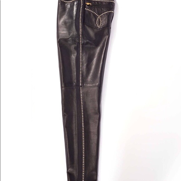 Gianni Versace Vintage Leather High Waisted Pants - Picture 4 of 7